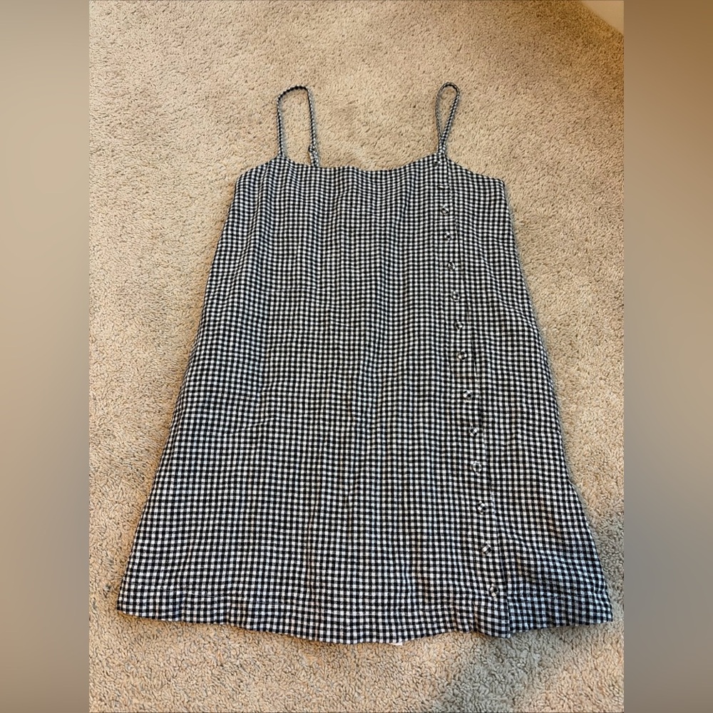 Abercrombie Black White Gingham Plaid Mini Dress Size Small Tall With Shorts